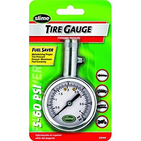 SLIME 5-60 Psi Dial Gauge W/bleed Valve Chrome