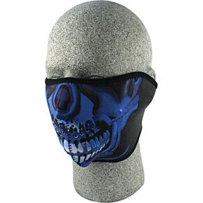 ZAN Half Face Mask Blue Chrome Skull