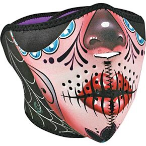 ZAN Neoprene Half Mask Sugar Skull/purple Reversible