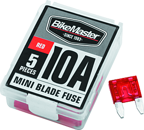 Bikemaster BikeMaster 5Piece 10A Replacement Mini Blade Fuse - 152444