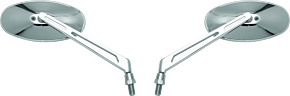 Bikemaster BikeMaster Oval Mirror Machined Arm w/10mm/Yam 10mm/HD Adapters - Pair - Chrome - 600806