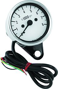 Bikers Choice Bikers Choice 2.5 Inch Chrome Mini Tach Universal White Face 8000 RPM - 490293