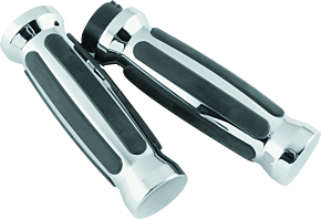 Bikers Choice Bikers Choice 81-17 XL & Big Twin Dual Cable Chrome & Black Sensation Grips Pr - 498414