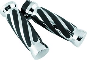 Bikers Choice Bikers Choice 81-17 XL & Big Twin Dual Cable Chrome & Black Twisted Grips Pr - 498415