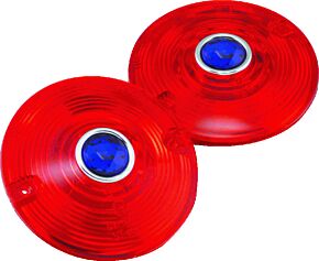 Bikers Choice Bikers Choice 86-17 FLH FLT FLST Red Turn Signal Lens With Blue Dot Pr - 491262