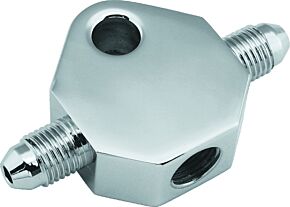 Bikers Choice Bikers Choice Chrome Brake Tee 1/8 NPT Center Hole Male AN-3 Side Holes - 498410