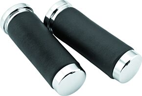Bikers Choice Bikers Choice Chrome / Leather 1 Inch Grips Universal Pr - 482549