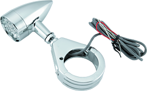 Bikers Choice Bikers Choice Chrome Mini LED Turn Signals W/ 41 MM Clamp Universal Custom Pr - 482422