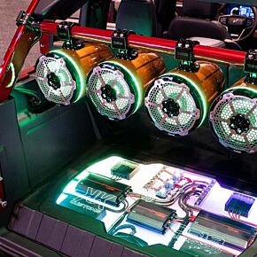 DS18 DS18 Marine And Powersports Towers 8in 1in Driver 180 Watts RMS RGB LED Lights Black - NXL-X8TPNEO/BK