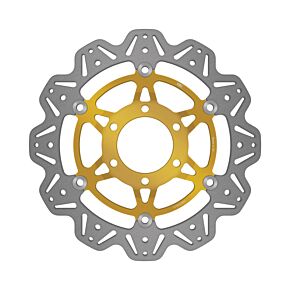EBC Powersports EBC Powersports EBC 98-00 Triumph Hinckley Daytona 955i (w/6 Bolt Sngl Side Arm) Left/Right Vee Floating Gold Rotor - VR647GLD