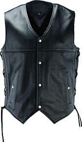 Kuryakyn Kuryakyn Leather By River Road Old Skool Leather Vest Black - 3XL - 094436