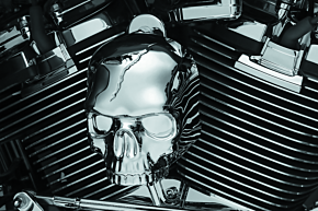 Kuryakyn Kuryakyn Skull Horn Cover 17-Up With Waterfall Style Horn Chrome - 5730