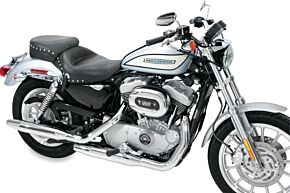 Mustang Motorcycle Mustang Motorcycle Mustang 04-21 Harley Sportster 3.3 Gallon Wide Touring Solo Seat w/Studs - Black - 76151
