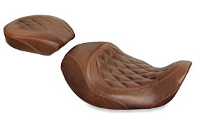 Mustang Motorcycle Mustang Motorcycle Mustang 06-17 Harley Dyna Wide Tripper Forward Solo Seat Diamond Stitch - Distressed Brown - 76711