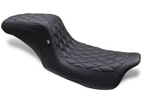 Mustang Motorcycle Mustang Motorcycle Mustang 08-24 HD FL Touring Double Diamond Squareback 1PC Seat - Black - 75299