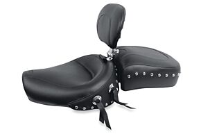 Mustang Motorcycle Mustang Motorcycle Mustang 82-03 Harley Sportster Wide Touring Solo Seat w/Driver Backrest Studs - Black - 79106