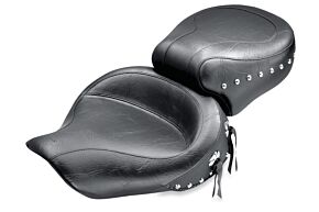 Mustang Motorcycle Mustang Motorcycle Mustang 91-05 Harley Dyna Wide Touring 1PC Seat w/Studs - Black - 75530