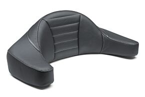 Mustang Motorcycle Mustang Motorcycle Mustang 93-13 HD FL Super Touring Extended Arm Wrap-Around Backrest Deluxe - Black w/Grey Stitching - 79013GM