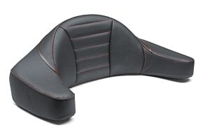 Mustang Motorcycle Mustang Motorcycle Mustang 93-13 HD FL Super Touring Extended Arm Wrap-Around Backrest Deluxe - Black w/Red Stitching - 79013AB