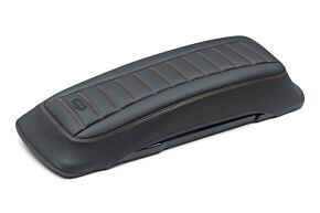 Mustang Motorcycle Mustang Motorcycle Mustang 97-13 HD FL Touring Saddlebag Tour-Pak Lid Covers (Pair) Deluxe - Black w/ Red Stitching - 77637AB