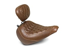 Mustang Motorcycle Mustang Motorcycle Solo Diamond Stitch with Backrest, Brown - 83022