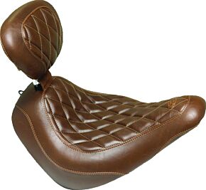 Mustang Motorcycle Mustang Motorcycle Solo Diamond Stitch with Backrest, Brown - 83040