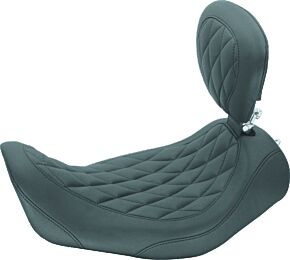 Mustang Motorcycle Mustang Motorcycle Solo with Backrest Diamond Stitch, 13" W front, 10.5" W rear - 79802