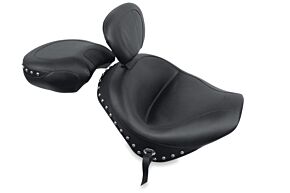 Mustang Motorcycle Mustang Motorcycle Wide Touring Two-Piece Seat w/Driver Backrest, Chrome Studded w/Conchos - 79326