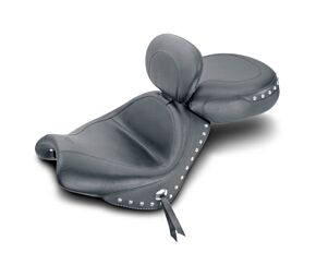 Mustang Motorcycle Mustang Motorcycle Wide Touring Two-Piece Seat w/Driver Backrest, Chrome Studded w/Conchos - 79340