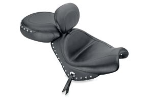 Mustang Motorcycle Mustang Motorcycle Wide Touring Two-Piece Seat w/Driver Backrest, Chrome Studded w/Conchos - 79560