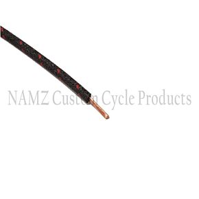 Namz NAMZ OEM Color Cloth-Braided Wire 25ft. Pack 16g - Black w/Red Tracer - NCBW-02