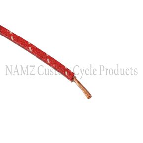 Namz NAMZ OEM Color Cloth-Braided Wire 25ft. Pack 16g - Red w/White Tracer - NCBW-29