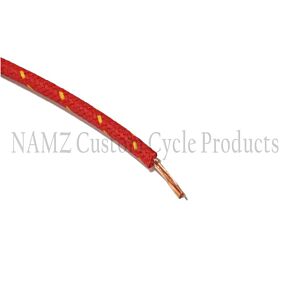 Namz NAMZ OEM Color Cloth-Braided Wire 25ft. Pack 16g - Red w/Yellow Tracer - NCBW-24