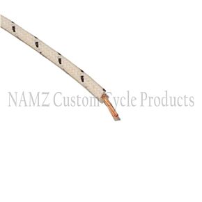 Namz NAMZ OEM Color Cloth-Braided Wire 25ft. Pack 16g - White w/Black Tracer - NCBW-90