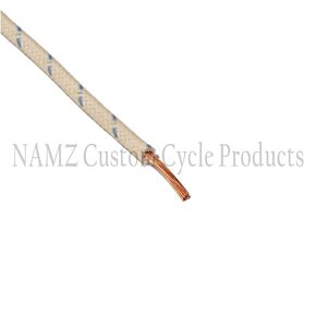 Namz NAMZ OEM Color Cloth-Braided Wire 25ft. Pack 16g - White w/Blue Tracer - NCBW-96