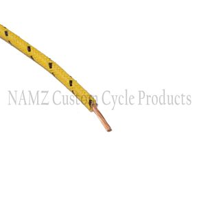 Namz NAMZ OEM Color Cloth-Braided Wire 25ft. Pack 16g - Yellow w/Black Tracer - NCBW-40
