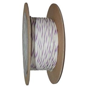 Namz NAMZ OEM Color Primary Wire 100ft. Spool 20g - White/Violet Stripe - NWR-97-100-20