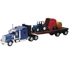 New Ray Toys New Ray Toys Kenworth W900 with Flatbed, Tractor and Round Haybales/ Scale - 1:32 - SS-10353E
