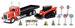 New Ray Toys New Ray Toys Peterbilt 379 Flatbed Truck Roadwork Playset/ Scale - 1:32 - SS-34023A