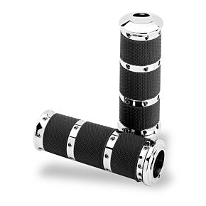 Performance Machine Performance Machine Handle Grip Set- XL Rubber 2K7 - Chrome - 0063-2010-CH