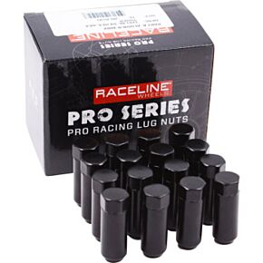 RACELINE Raceline Military Lug Nuts - 3/4in -12mm x 1.5in - 16 Pack - Black - ALUGB-R-20BX
