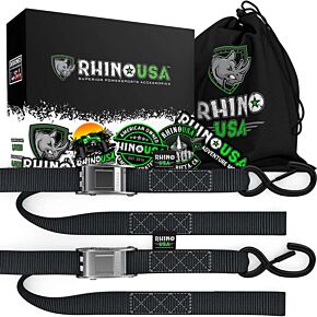 Rhino USA RHINO USA 1.5" x 8' CAMBUCKLE MOTORCYCLE TIEDOWN STRAPS 2-PACK (YELLOW) - RNO-CAMSOFT-YLW