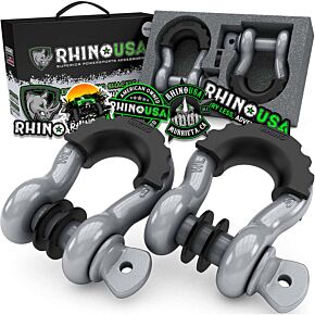 Rhino USA Rhino USA 3/4In D-Ring Shackle Set (2-Pack)(Gray) - RNO-GRY-SHACKLES