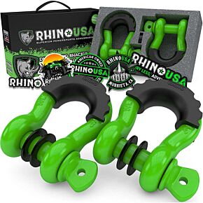 Rhino USA Rhino USA 3/4In D-Ring Shackle Set (2-Pack)(Green) - RNO-GRN-SHACKLES