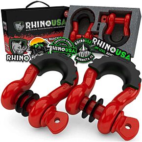 Rhino USA Rhino USA 3/4In D-Ring Shackle Set (2-Pack)(Red) - RNO-RED-SHACKLES