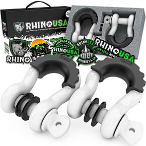 Rhino USA Rhino USA 3/4In D-Ring Shackle Set (2-Pack)(White) - RNO-WHT-SHACKLES