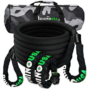 Rhino USA Rhino USA 7/8In X 30Ft Kinetic Rope Recovery Kit W/Soft Shackles (Black) - RG-KRKIT78X30-BLK