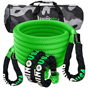 Rhino USA Rhino USA 7/8In X 30Ft Kinetic Rope Recovery Kit W/Soft Shackles (Green) - RG-KRKIT78X30-GRN