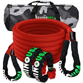 Rhino USA Rhino USA 7/8In X 30Ft Kinetic Rope Recovery Kit W/Soft Shackles (Red) - RG-KRKIT78X30-RED