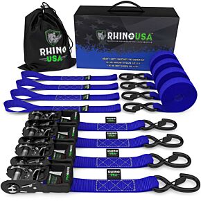 Rhino USA Rhino USA Heavy Duty Ratchet Tie-Down 4-Pack (Blue) 1.6In X 8Ft - HDKIT-4PK-BLU